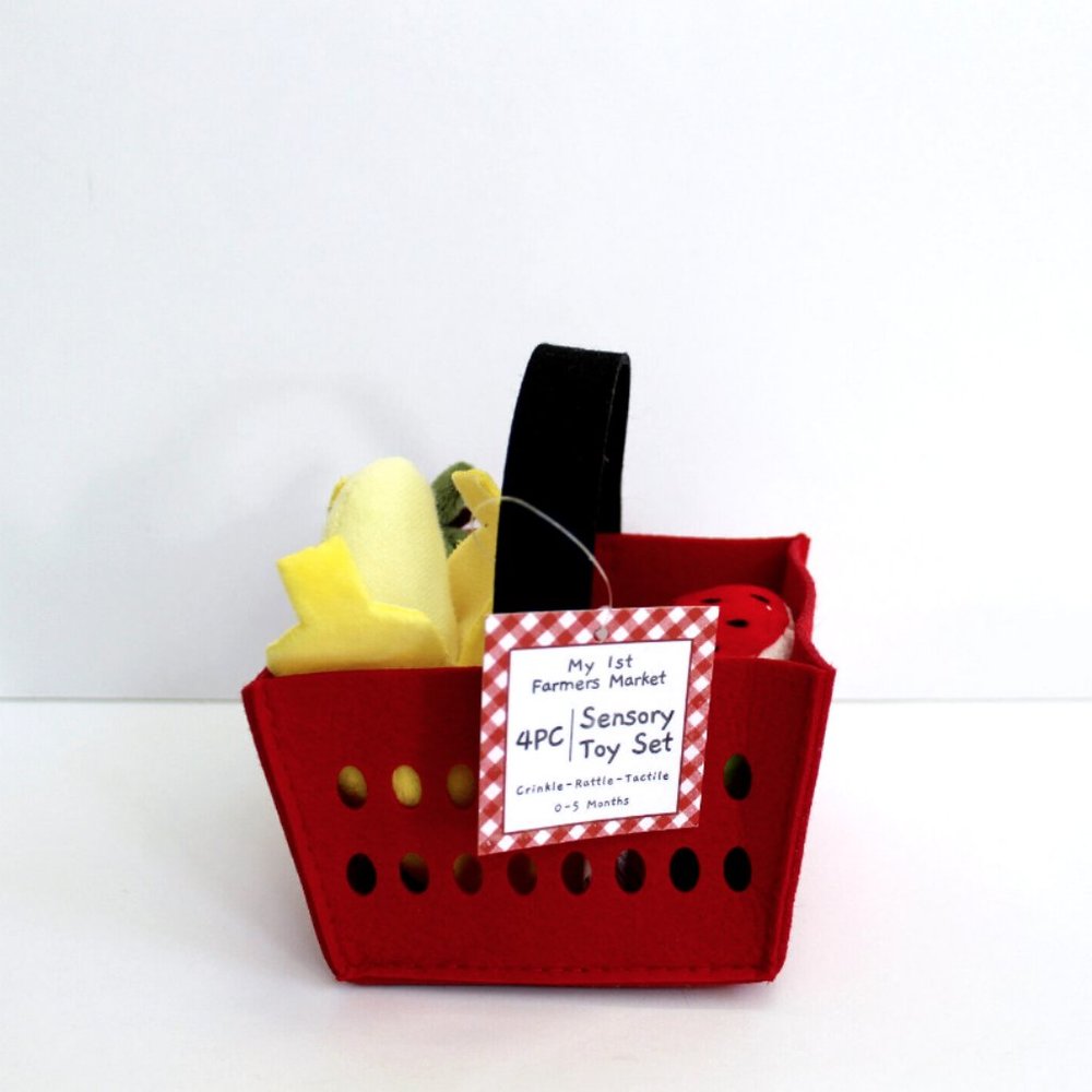 My 1st Farmers Market 4-Pc Fruit Plush Sensory Toy Set Crinkle Rattle Tacticle
